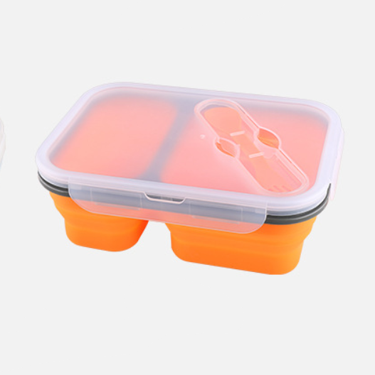 Silicone Foldable Lunch Box with Portable Utensils