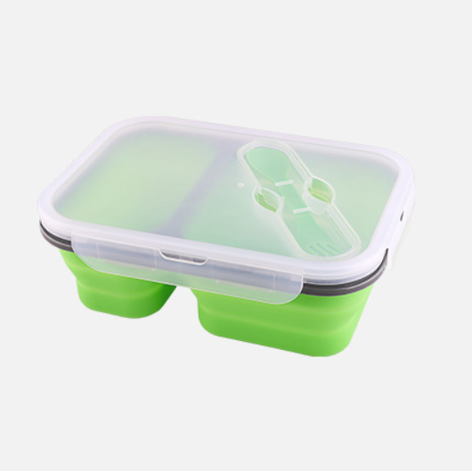 Silicone Foldable Lunch Box with Portable Utensils
