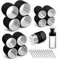 Hair Rollers Set 25 PCS PandyCare Thermal Hair Rollers For Long & Short Hair Velcro Hair rollers Rollers Hair Curlers with 12 Self Grip Black Rollers 12 Clips Spray Bottle