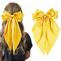 Hair Bows for Women GirlsYellow Silky Satin Hair Barrettes with Long Ribbon Tail Big French Cute Hair Bows Clip Hair Accessories for Party Women Girl
