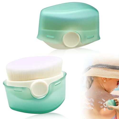 2Pcs Sunscreen Applicator for Kids Sunscreen Brush Sunblock Applicator for Kids Sun Lotion Applicator Kids Sunscreen Applicator with Protective Caps Sun Cream Brush for Outdoor Travel (Green)