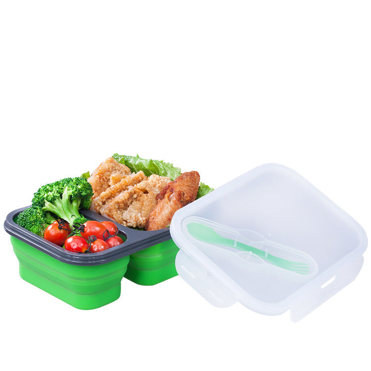 Silicone Foldable Lunch Box with Portable Utensils