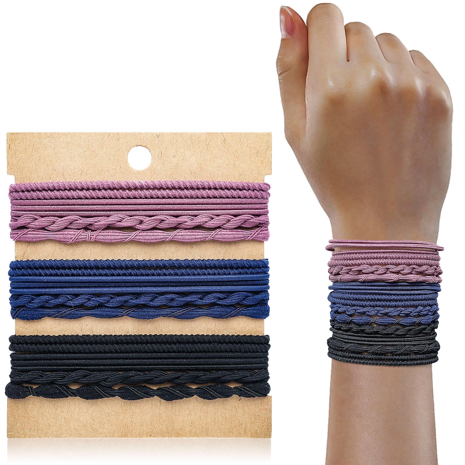 KANPRINCESS Hair Ties For Girls and Women Boho Hair Ties Set of 12 Elastic Hair Bands Hair Tie Bracelet Ponytail Holders for Daily Life Sport Cooking Working