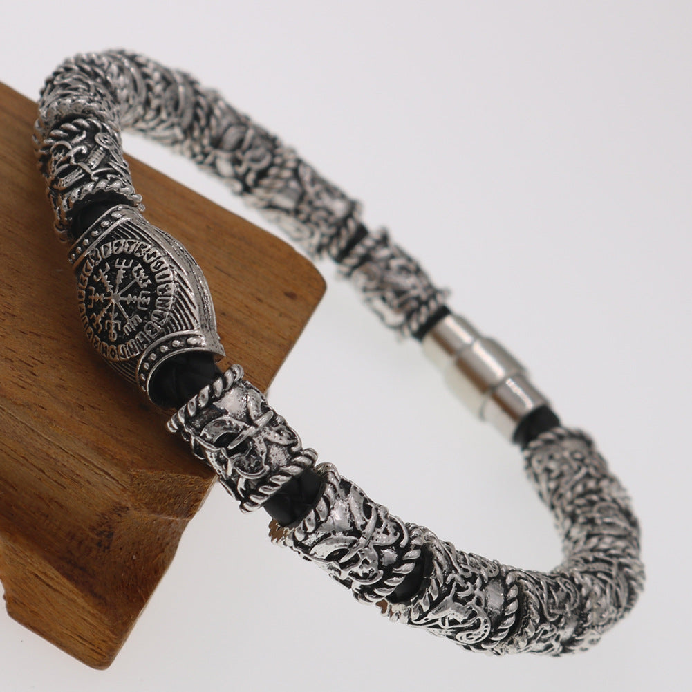Aoding Rune Compass Alloy Bracelet and Beard Beads