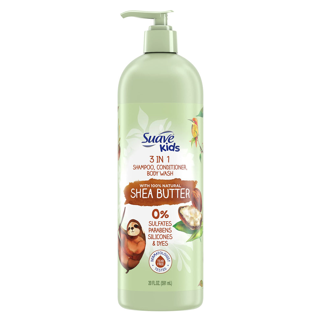 Suave Kids 3 in 1 Shampoo Conditioner Body Wash With Shea Butter for Moisture Soap Thats Tear-Free 20 oz