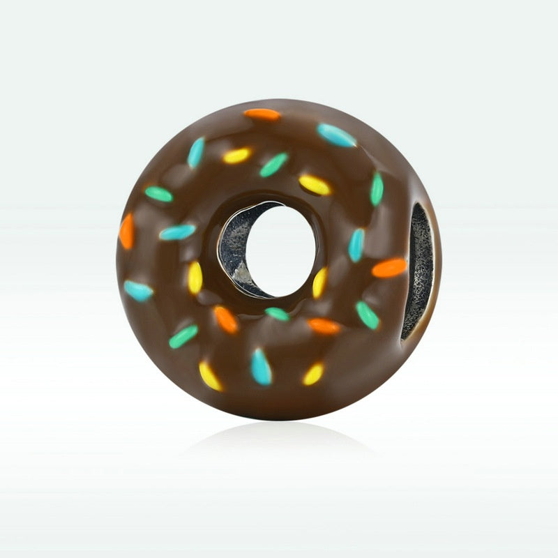 925 Silver Oil Dripping Food Donut Beads for DIY