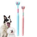 KnocKconK Three Sided Dog Toothbrush Kit 2 Size Dog Toothbrush for Adult Puppy with Small Soft Head Pet Teeth Deep Clean Dense Brush Small Dog Tooth Cleaning (Blue+Pink 2 Size Dog Toothbrush)