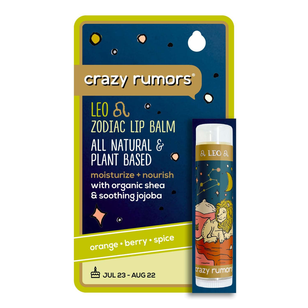Crazy Rumors Leo Zodiac All Natural Plant Based Lip Balm to Moisturize and Nourish your Lips - Fire Blend (Sweet Orange Fresh Berry Aromatic Spice)
