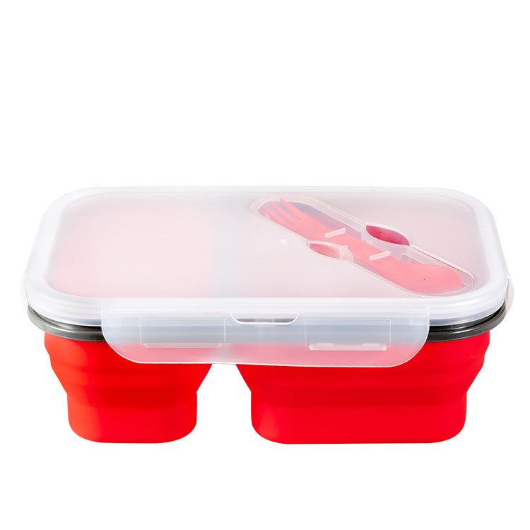 Silicone Foldable Lunch Box with Portable Utensils