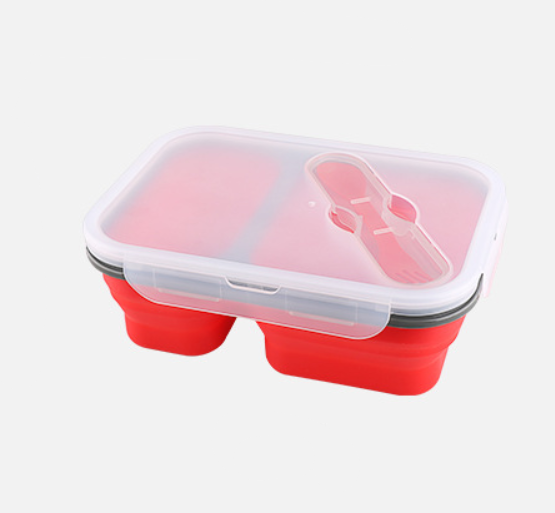Silicone Foldable Lunch Box with Portable Utensils