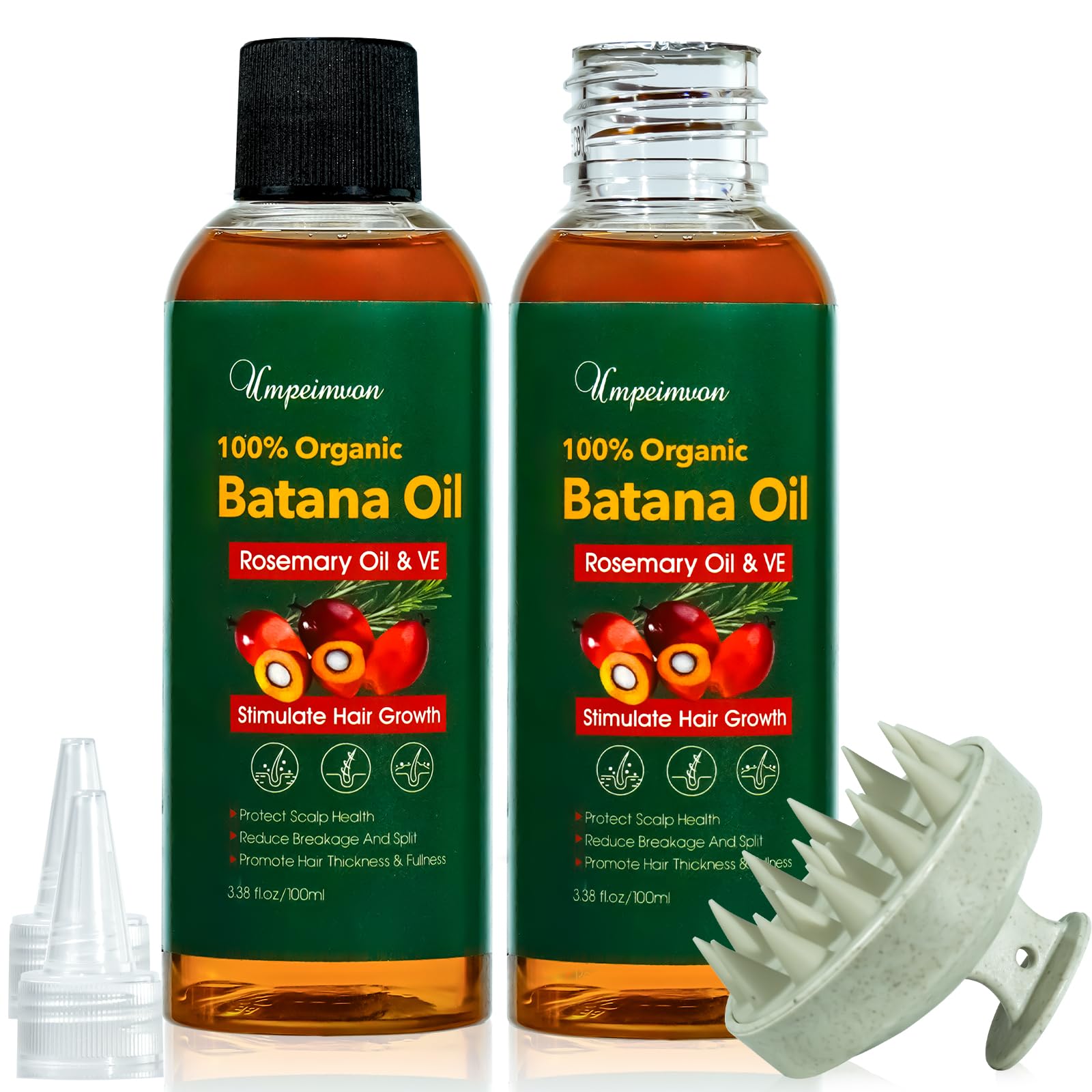 2 Pack Batana Oil Organic for Hair Growth Botana Oil Hair Growth Rosemary Oil Vitamin E Blend Massager Boosting Hair Thickness Nourish Scalp Hair 6.76 fl.oz