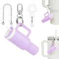 NBOOCUP Mini Cup Keychain for Stanley Cup Straw Toppers Charm for Stanley 40 oz Tumbler Straw Covers Charms with Adapter for Stanley Cup Accessories Lip Balm Holder (Purple)