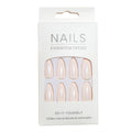 Almond Medium Press On Nails Pearl White Glazed Donuts Fake Nails Fit Perfectly Size Glue On Nails with Adhesive Set 24 PCS Reusable Fake Nails Kit