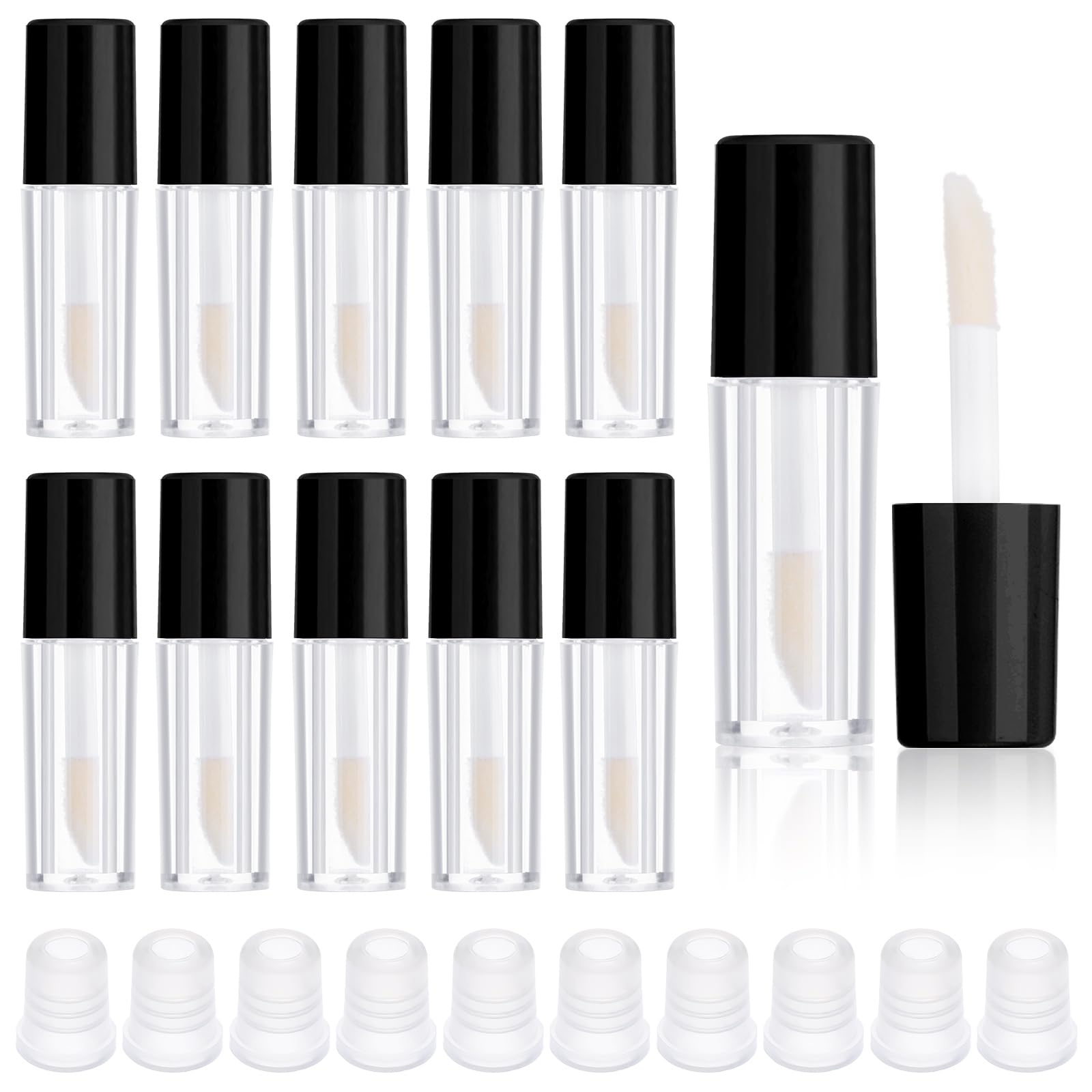 10Pcs Lip Gloss Tubes Empty 1.2ml Mini Refillable Lip Balm Bottles Empty Lip Gloss Tubes with Wand Clear Lip Gloss Containers Makeup Containers Bottles for Lipstick Samples Lip Balms Lip Gloss Making