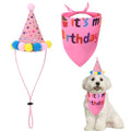 Dog Birthday Party Supplies Dog Birthday Bandana with Adjustable Dog Birthday Hat Cute Dog Party Girl Dog Birthday Bandana Scarf for Dogs Cats Pet Birthday Party Grooming Costume Accessories Pink