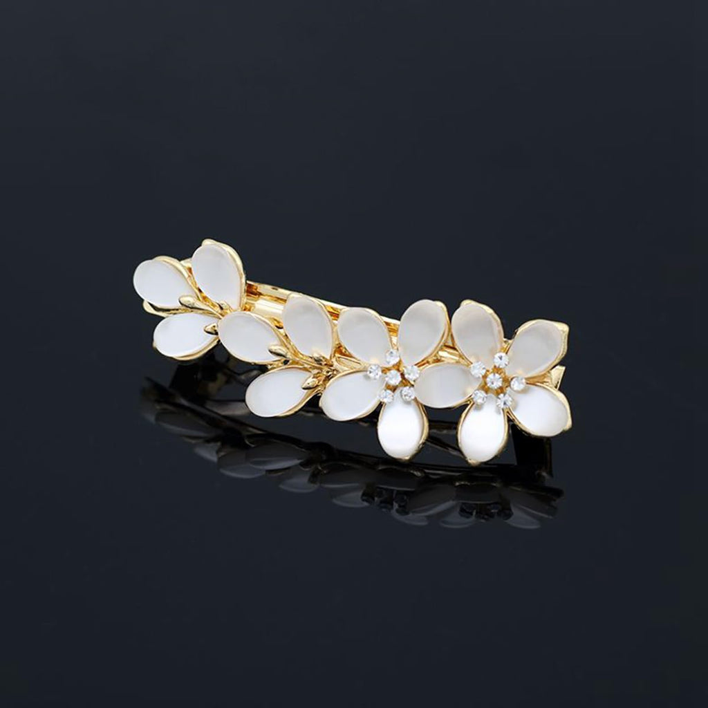 Opal Flower Rhinestone Hair Clip French Crystal Vintage Hair Barrettes Elegant Pearl Hair Accessoriesby JINBUYAO (B)