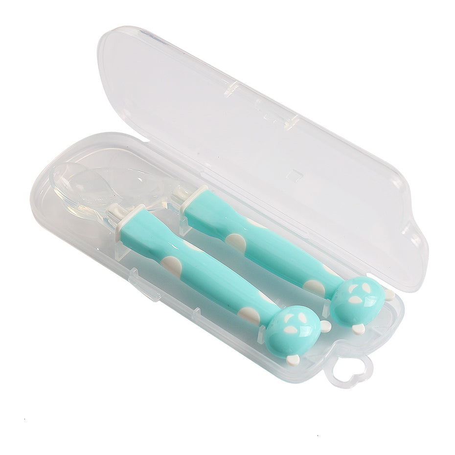 Cartoon Baby Spoon Set - Silicone Feeding Utensils