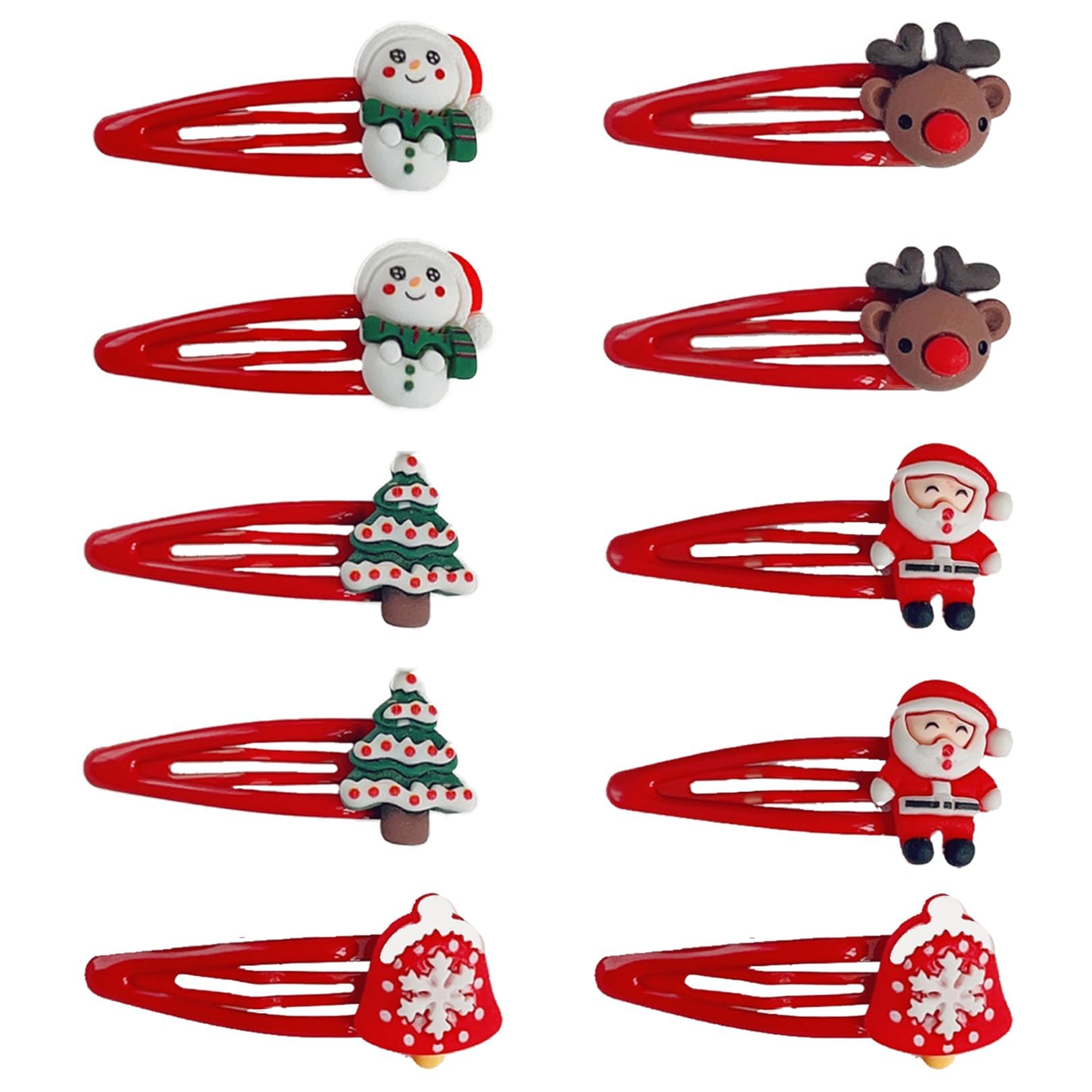 Christmas Hair Clips for Baby Girls - 10Pcs Christmas Elk Snowman Toddler Hair Clips Red Metal Snap Hair Clips Cute Baby Hair Barrettes Christmas Hair Accessories for Girls Kids and Teens Gifts