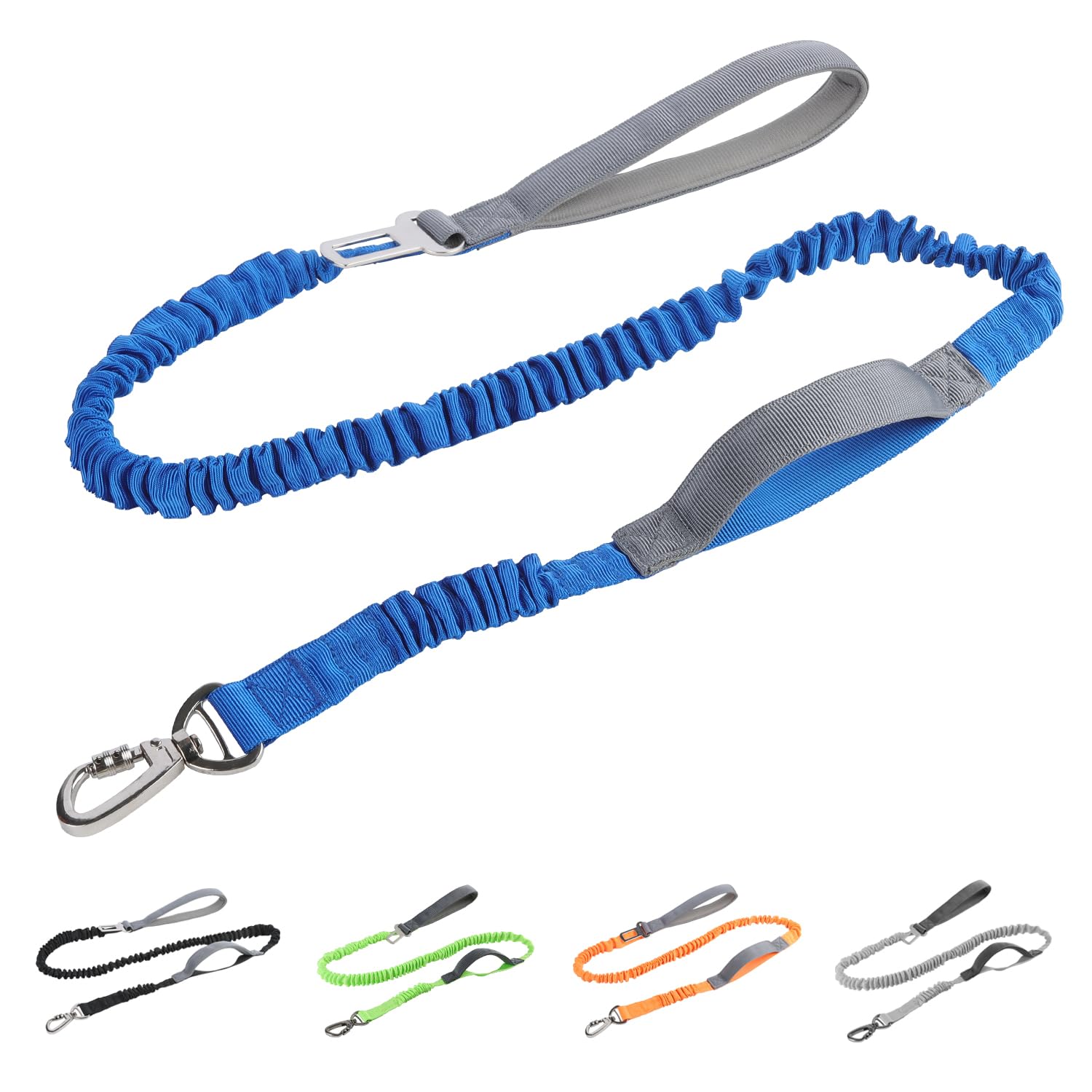 FEimaX Tactical Dog Leash Heavy Duty Shock Absorbing Bungee Dog Leashes for Medium Large Dogs that PullMilitary Dog Leash with Car Seat Belt Buckle and Padded Control Handles Quick Release Dog Leash