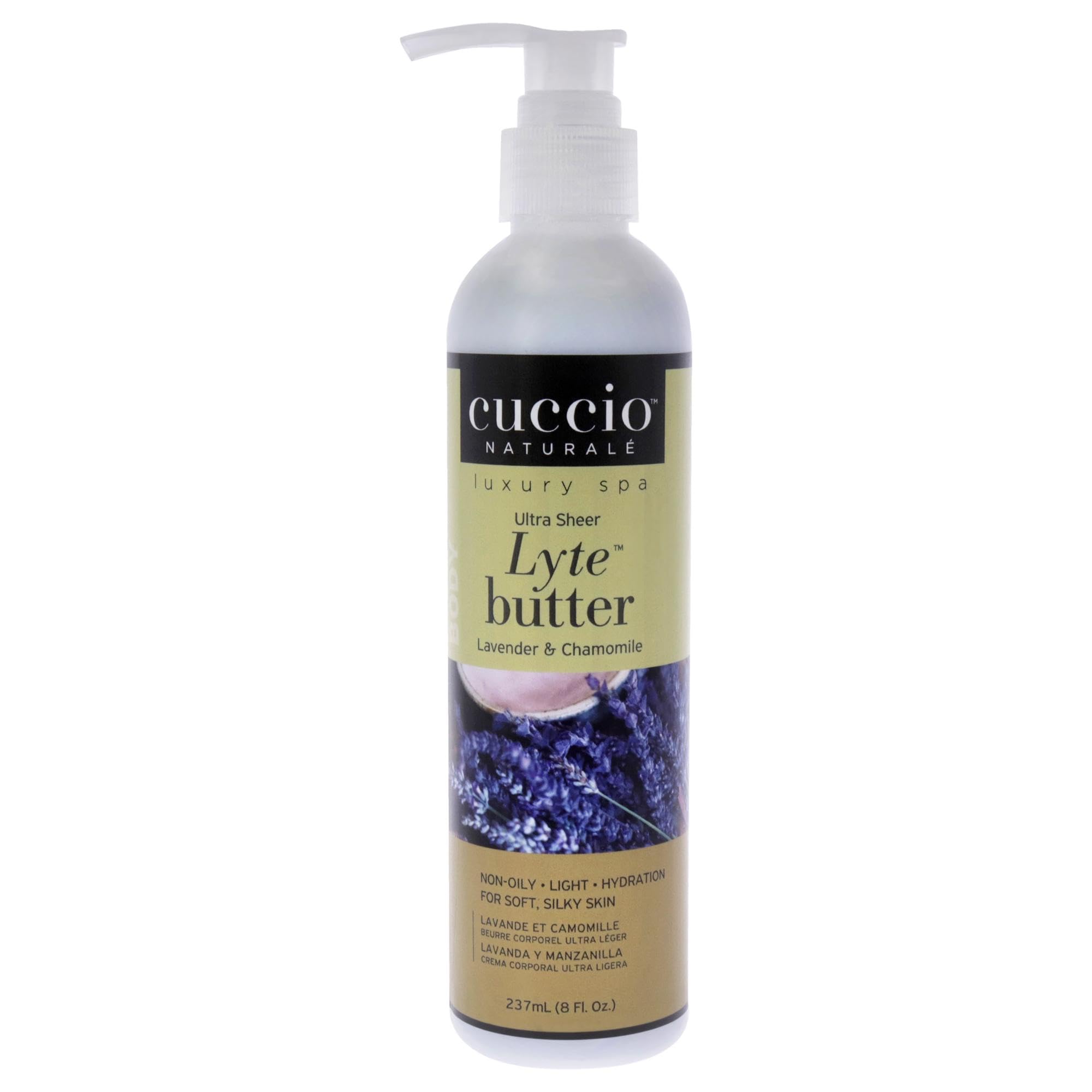 Cuccio Naturale Lyte Ultra-Sheer Body Butter - Replenishing Scented Moisturizer Cream - Deep Hydration To Repair Dry Skin - All Natural Cruelty-Free Formula - Lavender And Chamomile - 8 Oz