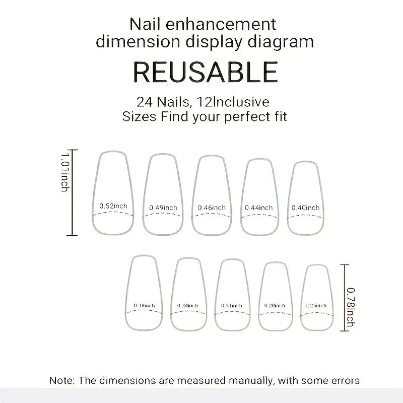 24 Pcs Square Press-On Nails with Design for Women