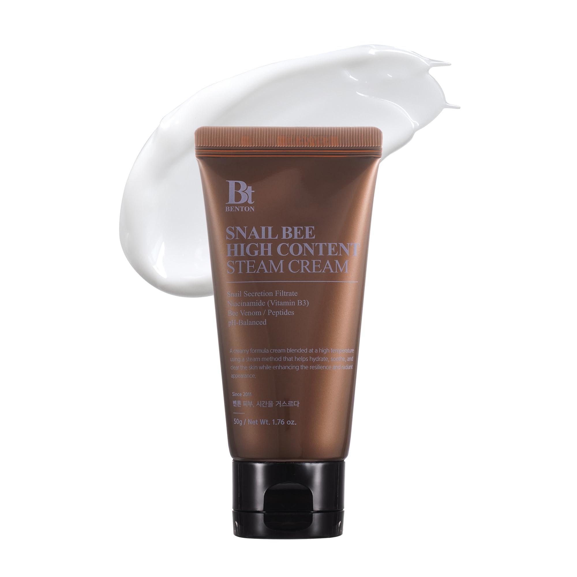 BENTON Snail Bee High Content Steam Cream - Snail Mucin Moisturizer with Bee Venom & Niacinamide | Korean Skin Care Products For Dry & Sensitive Skin | Hydrating Face For Women (1.76 oz.)