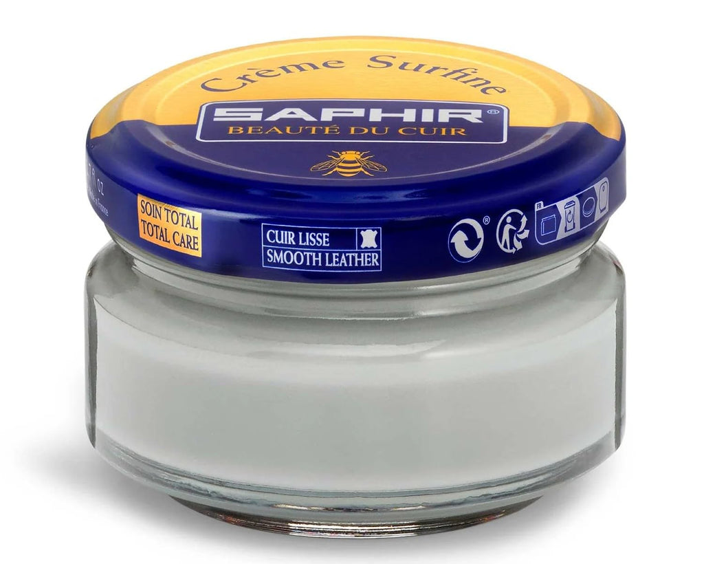 SAPHIR Creme Surfine Pommadier Shoe Polish - Beeswax Cream for Leather Products - Light Grey