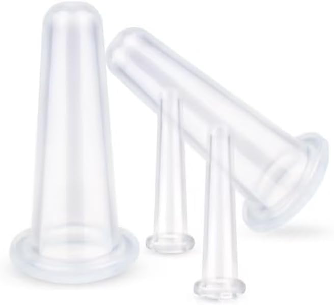 Zenarao 4Pcs Transparent Massage Cupping Set Silicone Mini Facial Cups Face Massager Helper Skin Care Neck Back Eyes Massaging Cup Manual Back Massagers Silicone Cupping Set