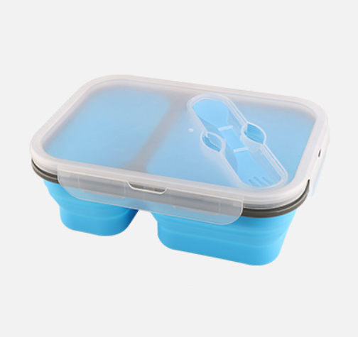 Silicone Foldable Lunch Box with Portable Utensils