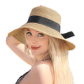 Beach Hats for Women - Wide Brim Sun Straw Hat for Women UPF 50+ UV Sun Protection Sun Hat Womens Floppy Sun Hat Foldable Roll up Cap Khaki