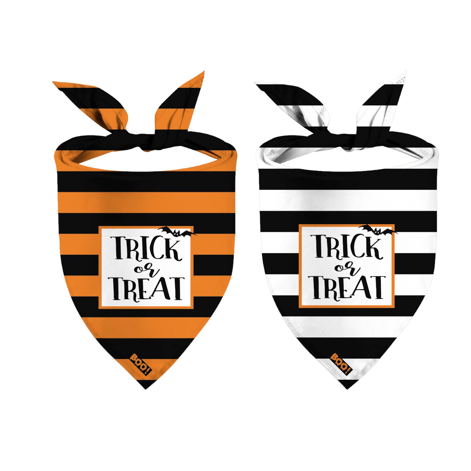Halloween Dog Bandanas Puppy Scarf - Trick or Treat Dog Outfits - 2 Pcs Adjustable Holiday Party Birthday Triangle Reversible Dog Costume for Small Medium Large Dogs