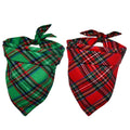 Malier 2 Pack Dog Bandana Christmas Classic Plaid Pets Scarf Triangle Bibs Kerchief Set Pet Costume Accessories Decoration for Small Medium Large Dogs Cats Pets (Green + Red Large)