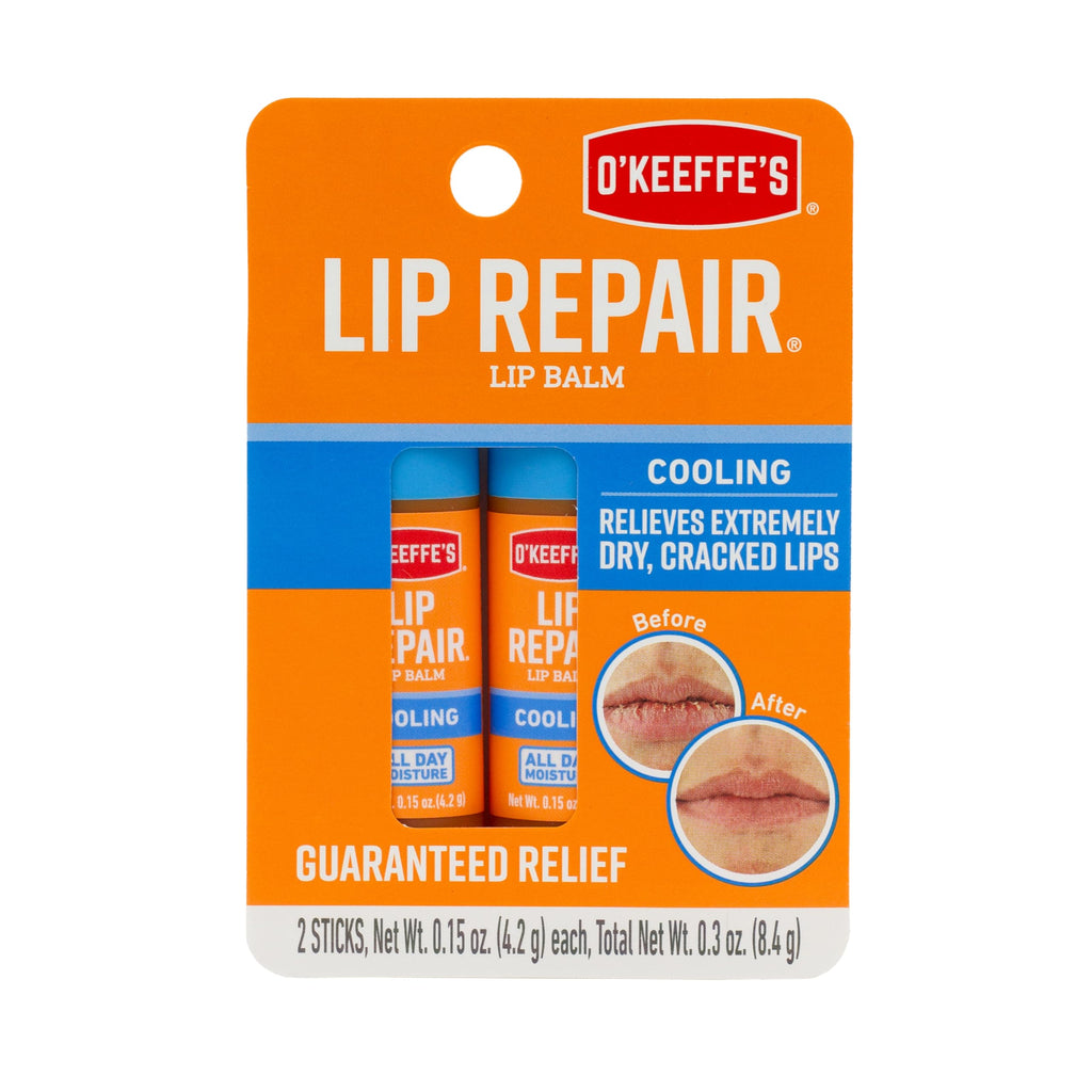 OKeeffes Cooling Relief Lip Repair Lip Balm for Dry Cracked Lips Stick Twin Pack