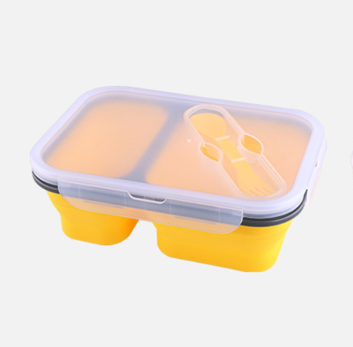 Silicone Foldable Lunch Box with Portable Utensils