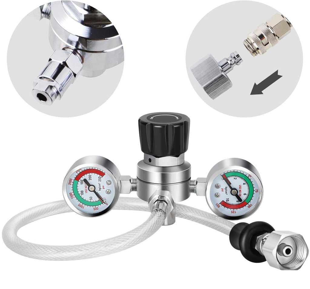Whipped Cream Pressure Regulator Valve with Upgraded Adapter & Hose LinePressure Regulating Valve Improved for Whipped Cream Chargers 0.95 Liter 580g Tank