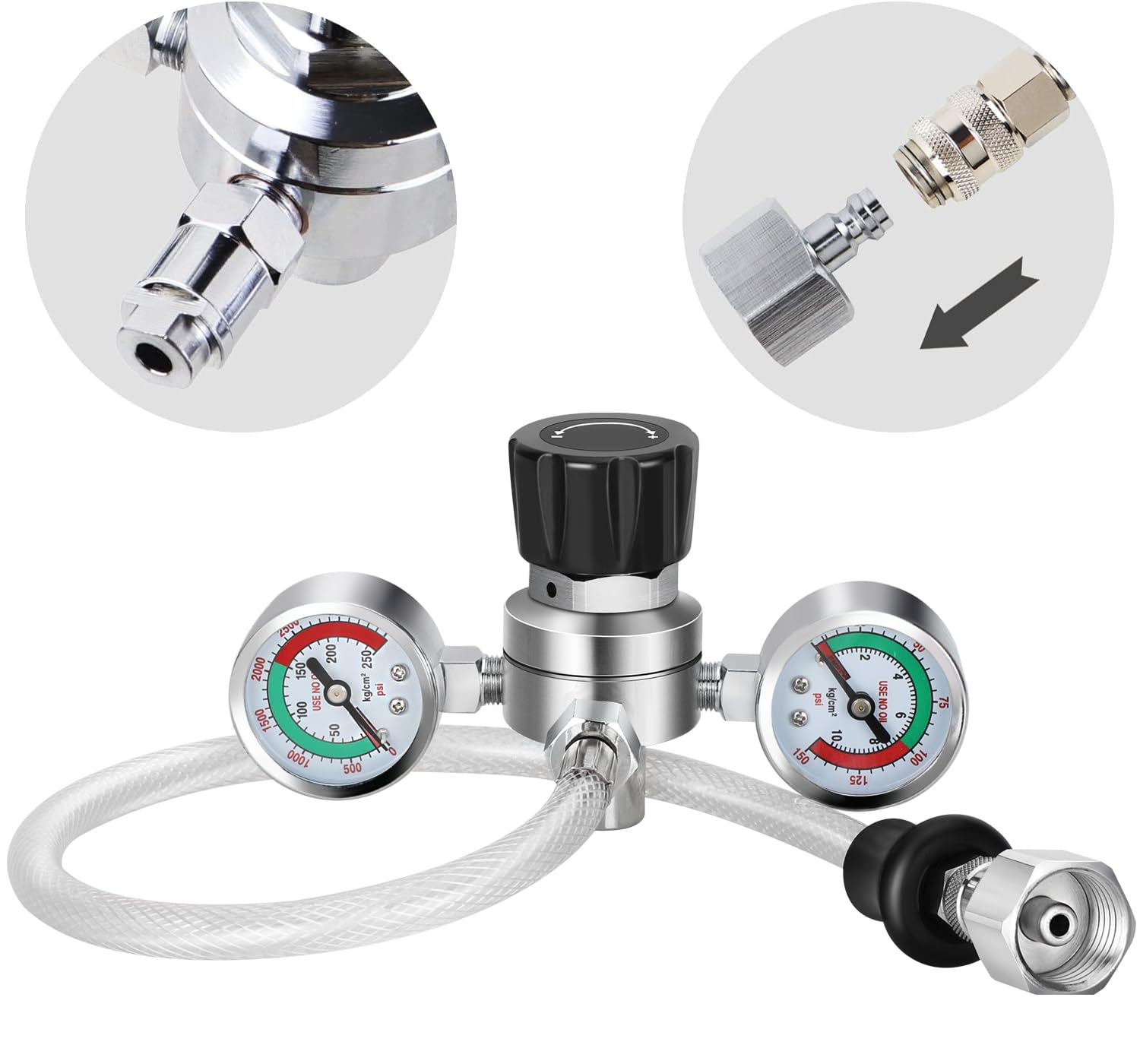 Whipped Cream Pressure Regulator Valve with Upgraded Adapter & Hose LinePressure Regulating Valve Improved for Whipped Cream Chargers 0.95 Liter 580g Tank