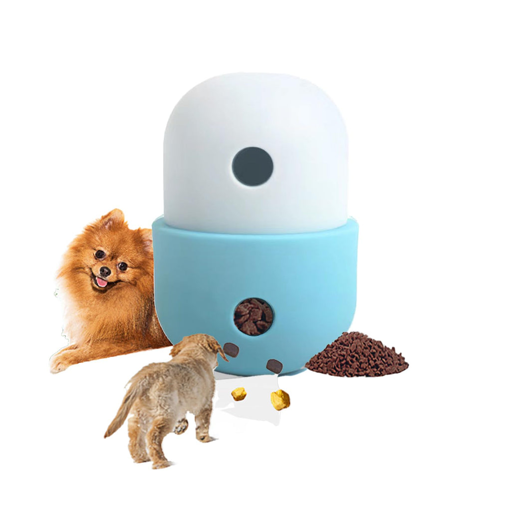 sotfkd Dog Puzzle Toy Ball Durable Dog Balls for Teeth Cleaning/IQ Training Dog Enrichment Toys and Interactive Dog Toys in One .Durable Chewing Ball for Small and Medium Dogs (White-Blue)