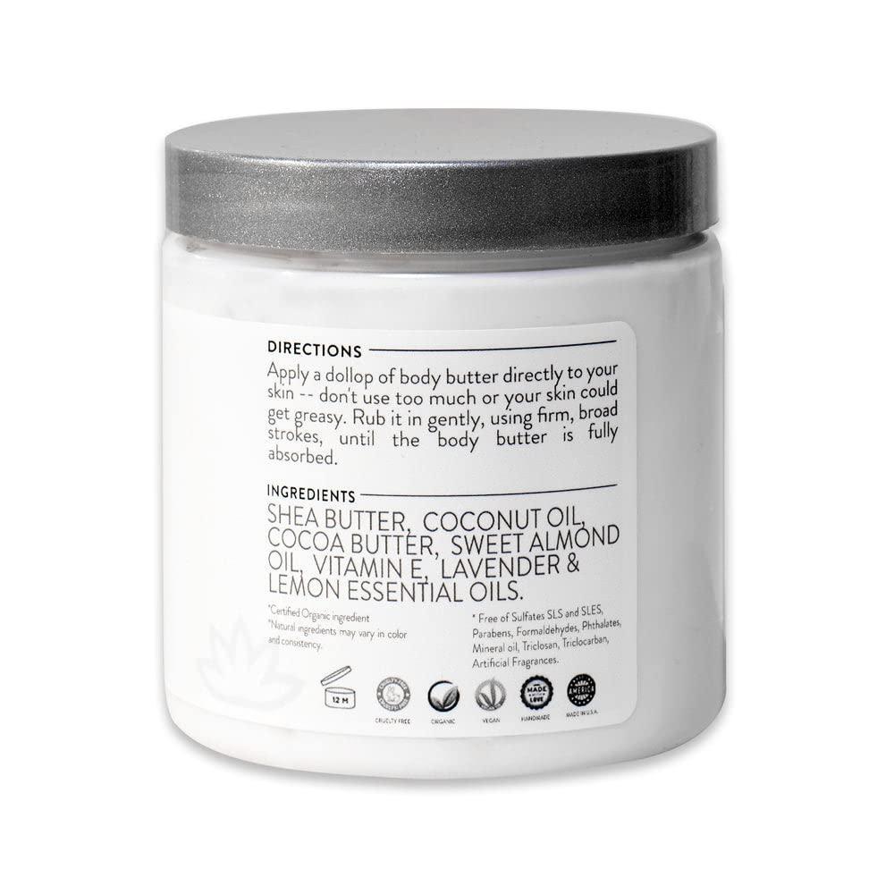 Rosemary Mint Scent Organic Whipped Body Butter Vegan 24 Hr Hydration 8 oz