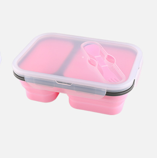 Silicone Foldable Lunch Box with Portable Utensils