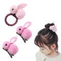 Bunny Hair Clips for Girls Cute Hair Ties Bunny Hair Barrettes Hair Scrunchies Cute Hair Clips Bunny Baby Hair Clip Easter Plush Bunny Hair Ties for Girls Hair Band Hairpins for Girls Kids (Pink)