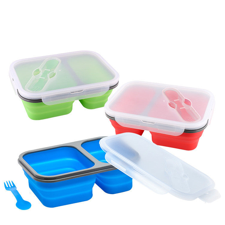 Silicone Foldable Lunch Box with Portable Utensils
