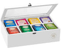 Bambüsi Tea Bag Organizer - Bamboo Tea Box Organizer Storage Box Tea Bag Holder with Acrylic Window Magnetic Lid Keeps Tea Bags Fresh - Tea Organizer Caddy (Tea Not Included) Christmas Gift - White
