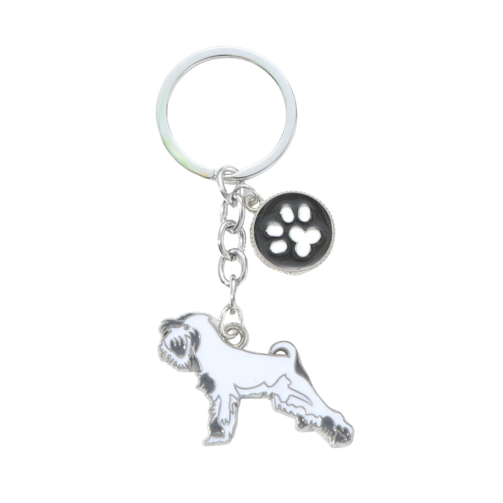 Harikaji Dog Keychain Dog Key ring Vivid Cute Pet Dog Keyring Bag Charm Metal Key Ring Keyfob Schnauzer White