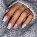 Press on Nails Medium Square Fake Nails Full Cover False Nails with White Swirl Designs Glossy Glitter Stick on Nails Artificial Acrylic Nails for Women Girls 24 Pcs