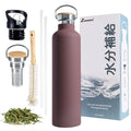 Zoomers Tea Infuser Bottle 32 oz. Insulated Tea Water Bottle with Infuser Straws & 2 Lids.Slim Tea Thermos with Strainer for Loose Leaf Tea & Coffee.Travel Tea Infuser Tumbler.Tea Lovers Gift Ideas