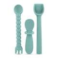 Ryan & Rose Ultimate Utensil Set of 3 Silicone Baby Spoons Silicone baby feeding set for baby led weaning baby spoons self feeding 6 months baby utensils toddler utensils (Seaglass)