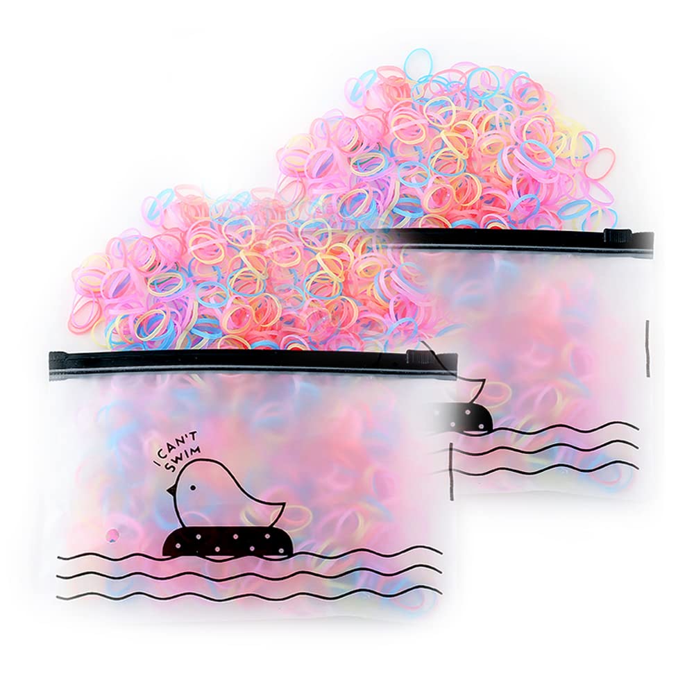 Baby Elastic Hair Ties Hair Rubber Bands for Toddler Infants Kids Girls Thin Small Hair Elastics thickening 2000 Piece Pack With Hair Tail Tools (Pink)