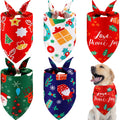 Ylinge 5 Pack Winter Dog Bandanas Reversible Holiday Triangle Scarf Bibs Washable Puppy Kerchief Adjustable Pet Costume Accessories for Small Medium Large Dogs Cats(Elk)