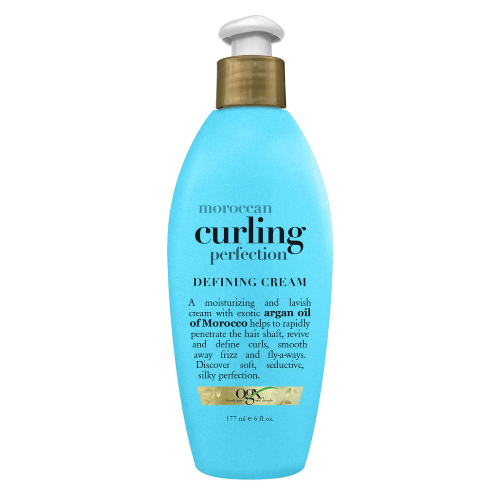 OGX Argan Oil of Morocco Curling Perfection Curl-Defining Cream Hair-Smoothing Anti-Frizz Cream to Define All Curl Types & Hair Textures Paraben-Free Sulfated-Surfactants Free 6 oz