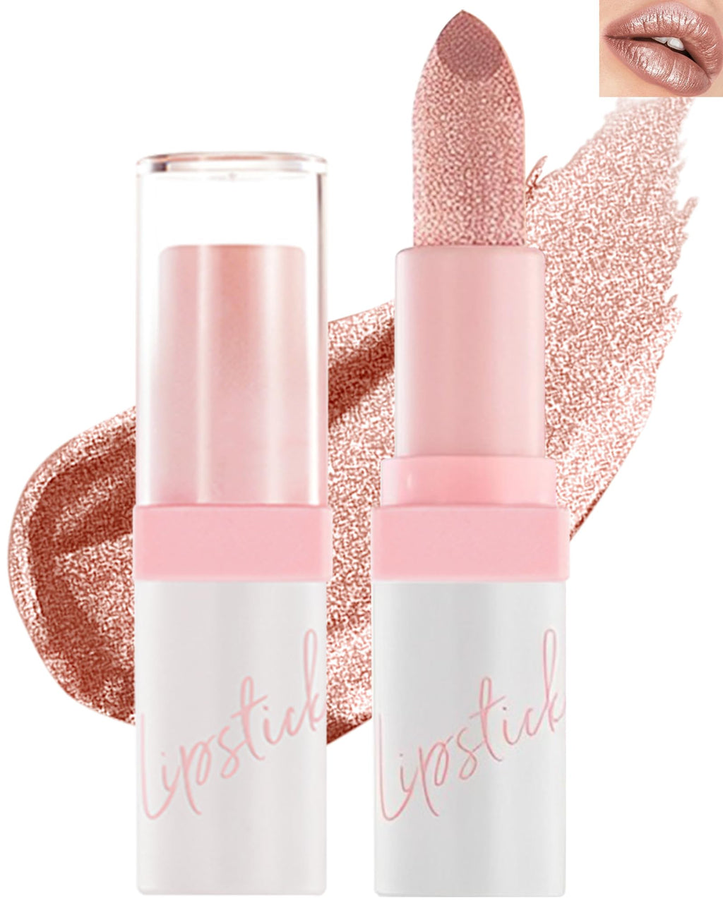Diamond Glitter Matte LipstickLong Lasting Waterproof Shiny Lip GlossNude Pink Metallic Sparkling High Pigment Lip stain TintFull-Coverage Lip Balm Lip MakeupValentines Day Gift for Women Girl-09
